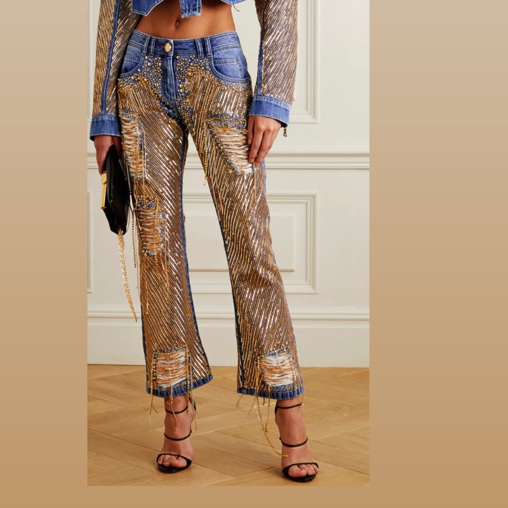 BALMAIN SEQUJN JEANS